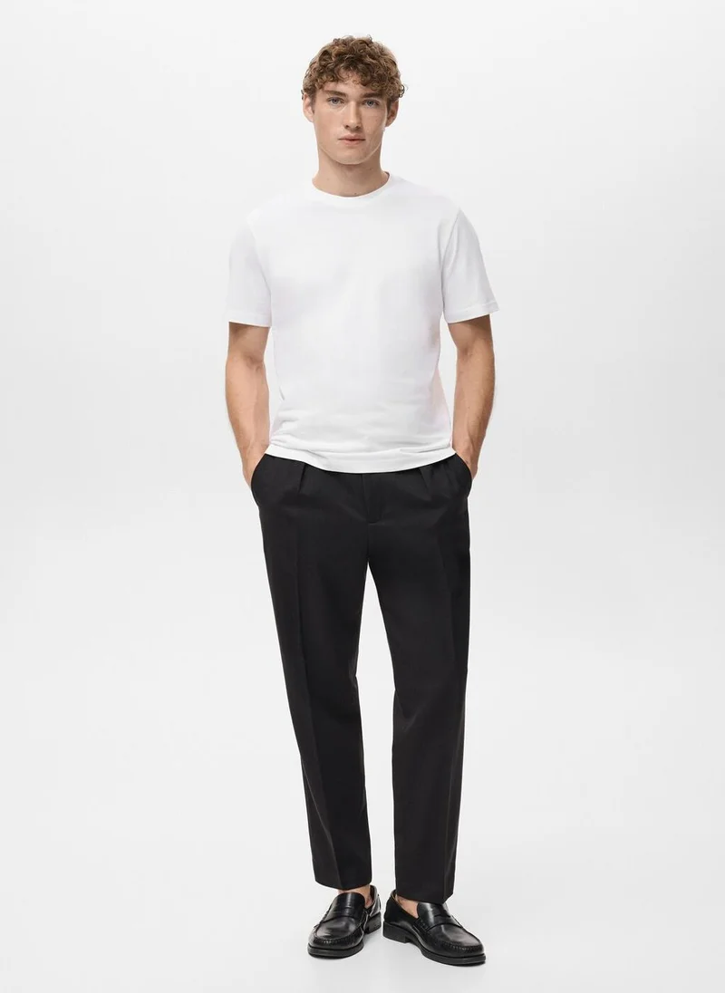 Mango Man  100% cotton slim-fit t-shirt for Men | Best Price UAE